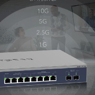 Commutateur intelligent Ethernet Multi-Gigabit 8 ports 10G NETGEAR (MS510TXM) - Géré, 8 ports Multi-gig, 2 x 10G SFP+, Gestion Cloud Insight optionnelle