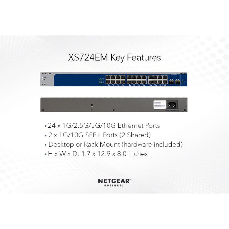 NETGEAR XS724EM-100EUS 24-Port 10G/Multi-Gigabit Plus Switch with 2 Dedicated SFP+ Ports