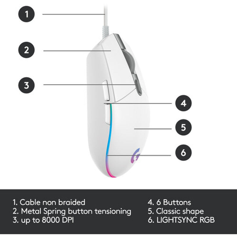 LOGITECH G203 LIGHTSYNC RGB 6 Button Gaming Mouse