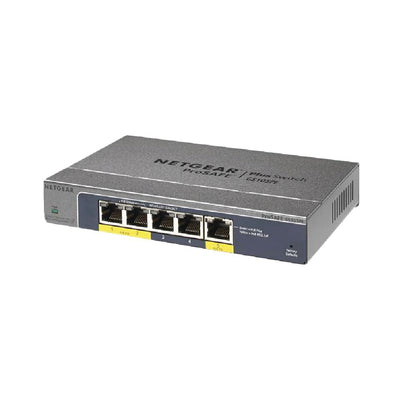 Netgear 5-Port Gigabit Ethernet Plus PoE Pass-Throu/PoE Power Down Switch (GS105PE) with 2-Port PoE out Ports