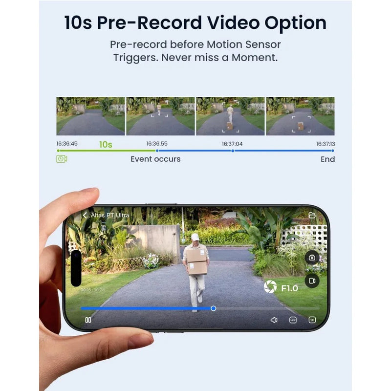 Altas PT Ultra 4K 10s Pre-recording Wireless Outdoor Cameras with Solar Panel 2 Included