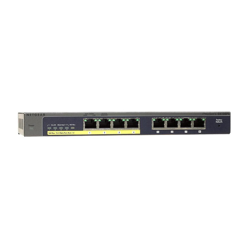 NETGEAR 8-Port PoE Gigabit Ethernet Plus Switch GS108PEv3 - Managed, with 4 x PoE @ 53W, Desktop or Wall Mount, and Limited Lifetime Protection