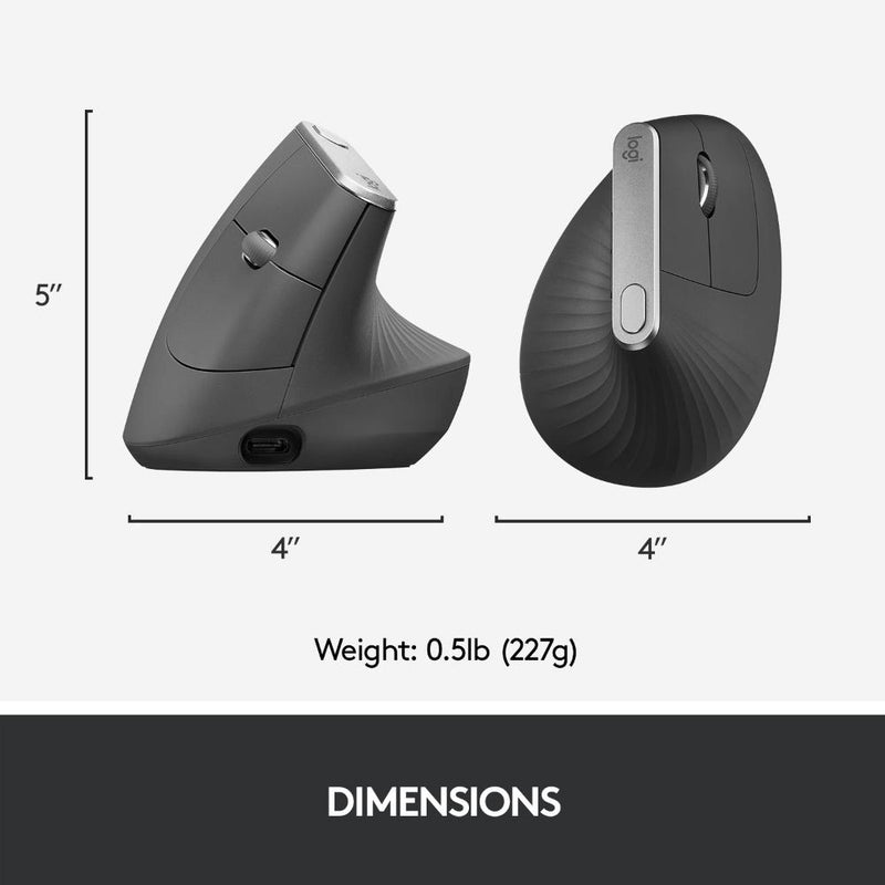 Logitech MX Vertical Ergonomic Mouse for Stress Injury Care