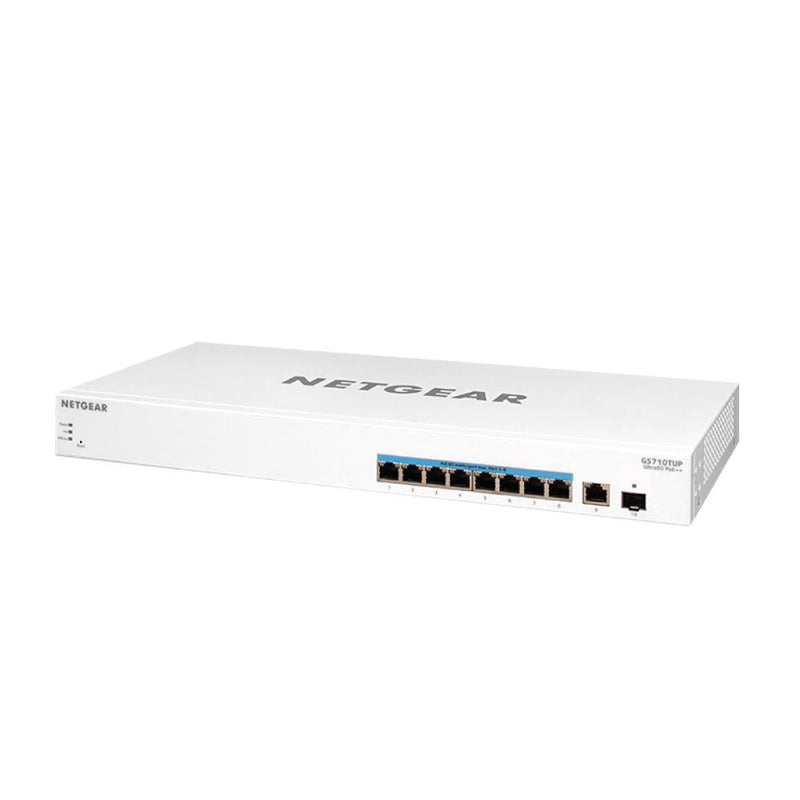 NETGEAR GS710TUP 10-Port Ultra60 PoE Gigabit Ethernet Smart Switch - Managed with 8 x PoE++ @ 480W, 2 x 1G Uplinks, Desktop/Rackmount, and ProSAFE Lifetime Protection