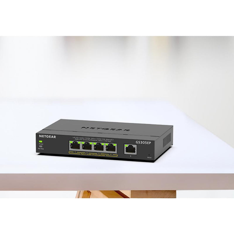 NETGEAR GS305EP 5 Port PoE Gigabit Ethernet Plus Switch - with 4 x PoE+ @ 63W, Desktop or Wall Mount