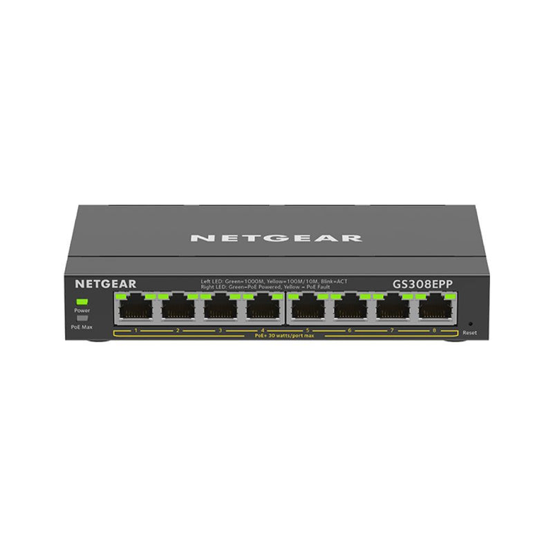 NETGEAR GS308EPP 8 Port PoE Gigabit Ethernet Plus Switch - with 8 x PoE+ @ 123W, Desktop or Wall Mount
