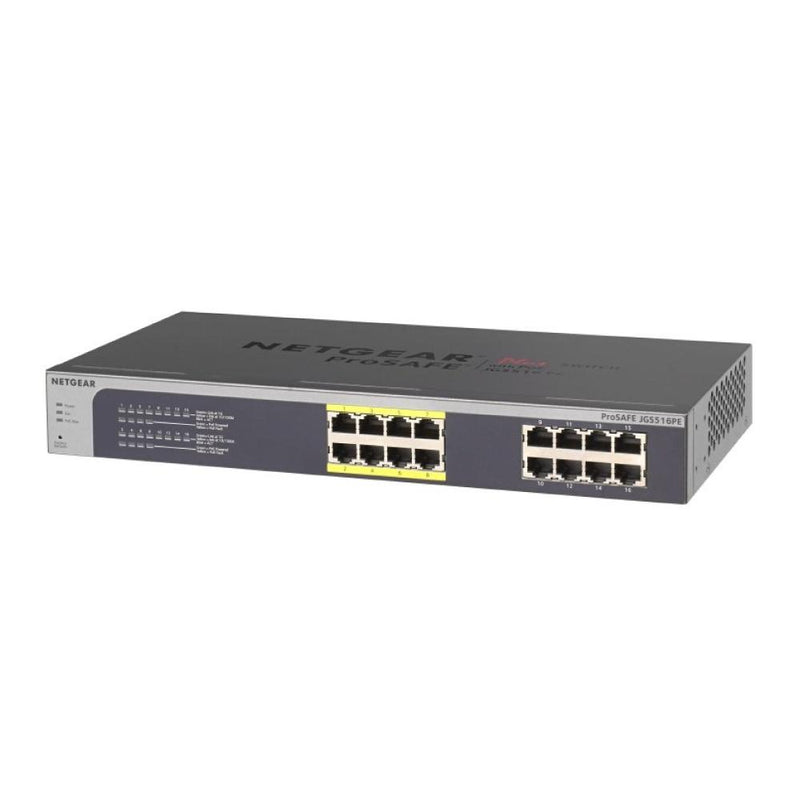 NETGEAR JGS516PE 16-Port PoE Gigabit Ethernet Plus Switch - Managed, with 8 x PoE @ 85W, Desktop or Rackmount, and Limited Lifetime Protection