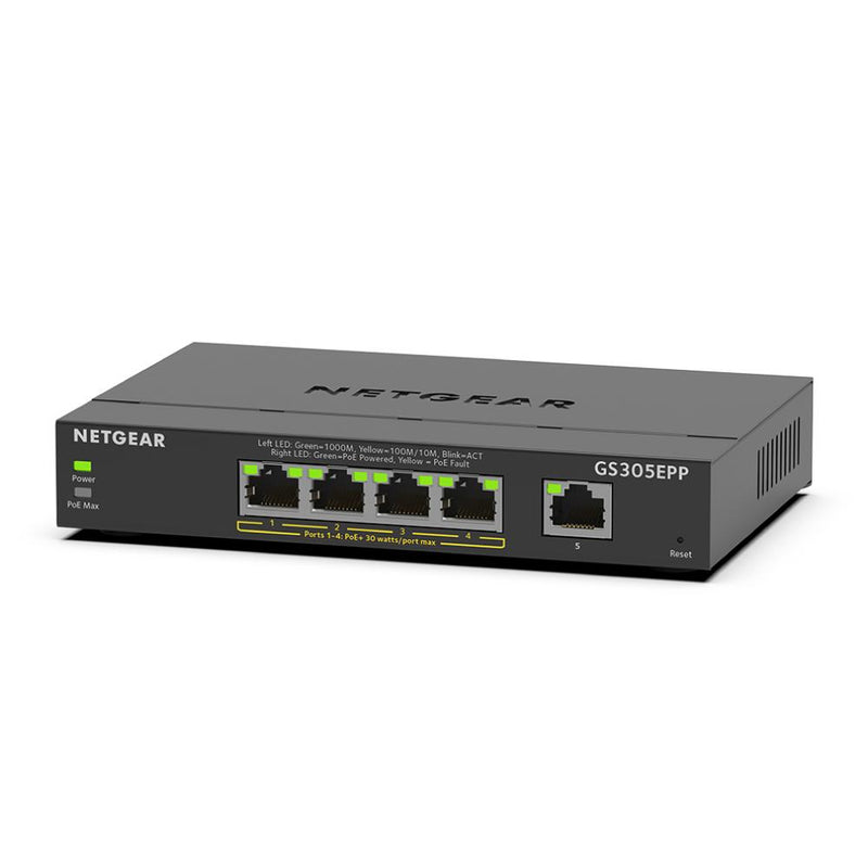 NETGEAR GS305EPP 5 Port PoE Gigabit Ethernet Plus Switch - with 4 x PoE+ @ 120W, Desktop or Wall Mount