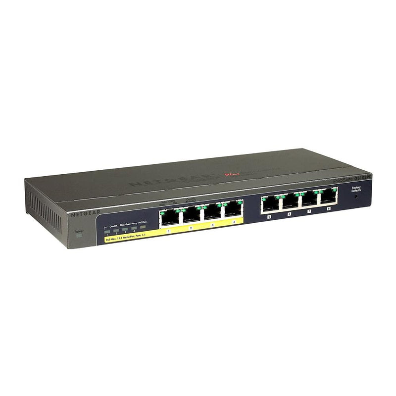 NETGEAR 8-Port PoE Gigabit Ethernet Plus Switch GS108PEv3 - Managed, with 4 x PoE @ 53W, Desktop or Wall Mount, and Limited Lifetime Protection