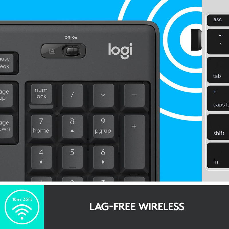 Logitech MK295 Wireless Mouse & Keyboard Combo with SilentTouch Technology, Full Numpad, Advanced Optical Tracking, Lag-Free Wireless, 90% Less Noise