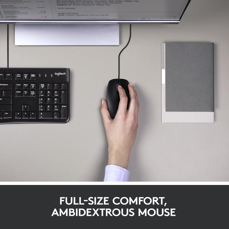 Logitech Desktop MK120 Durable, Comfortable, USB Mouse and Keyboard Combo