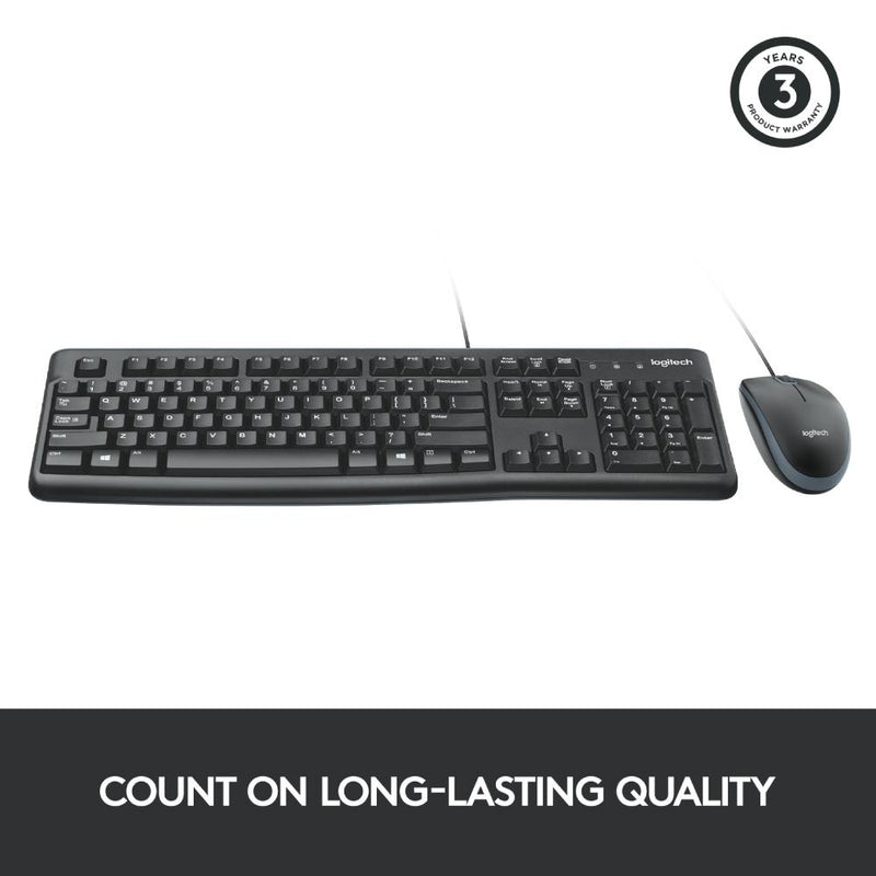 Logitech Desktop MK120 Durable, Comfortable, USB Mouse and Keyboard Combo