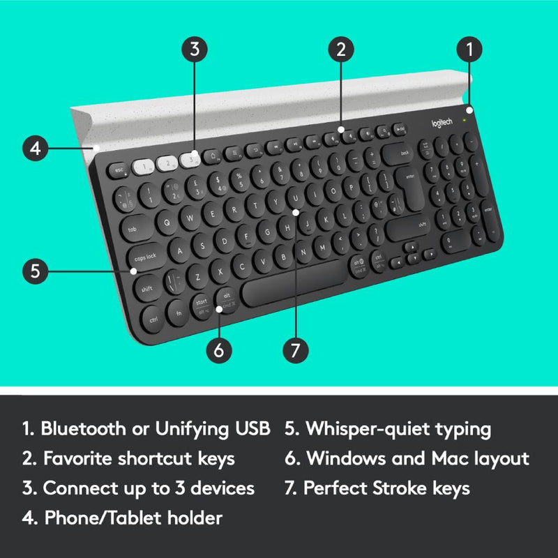 Logitech K780 Multi-Device Wireless Keyboard with Logitech FLOW Technology