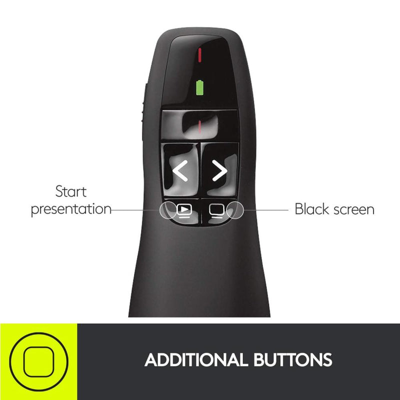 Logitech Wireless Presenter R400, Wireless Presentation Remote Clicker with Laser Pointer