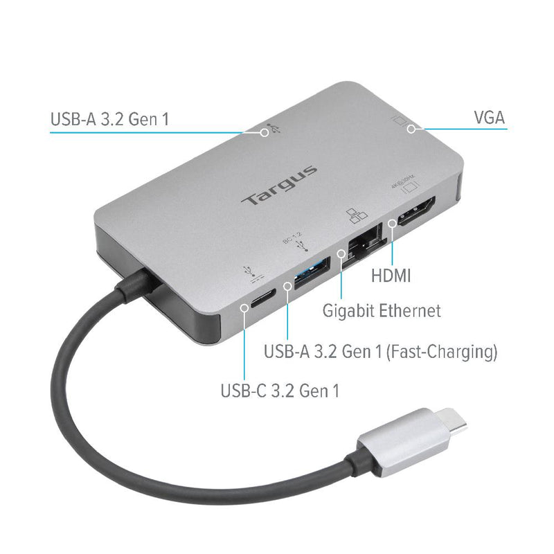 TARGUS USB-C DP Alt Mode Single Video 4K HDMI/VGA Docking Station with 100W PD Pass-Thru