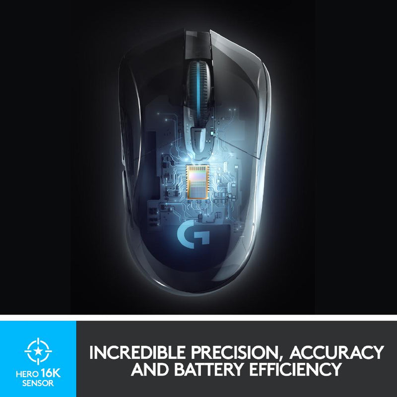 Logitech G703 LIGHTSPEED Wireless Gaming Mouse w/ HERO 25K Sensor, LIGHTSYNC RGB, POWERPLAY Compatible, Lightweight 95g+10g Optional, 100-25,600 DPI, Rubber Side Grips