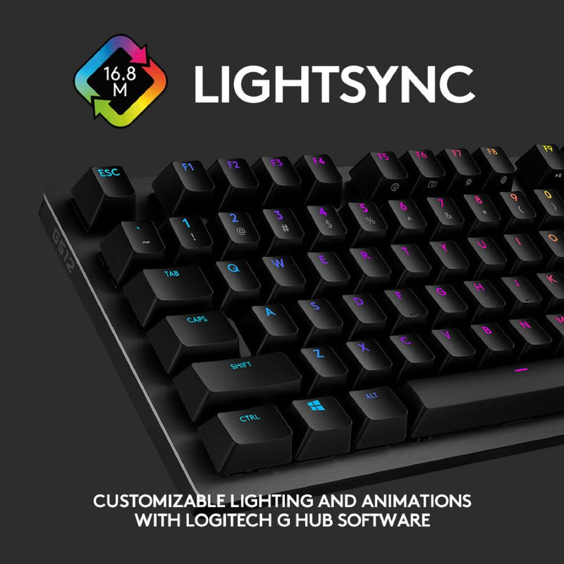 Logitech G512 RGB Mechanical Gaming Keyboard, GX Blue / GX Brown / GX Red Switches, USB Passthrough