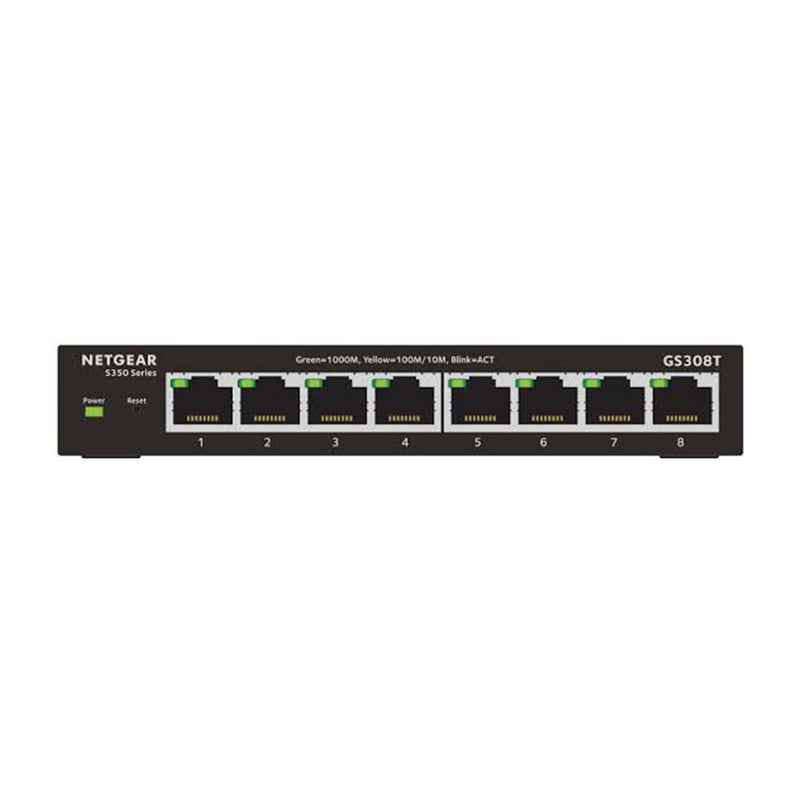 NETGEAR GS308T 8-Port Gigabit Ethernet Smart Managed Pro Switch - Desktop, Fanless Housing for Quiet Operation, S350 Series