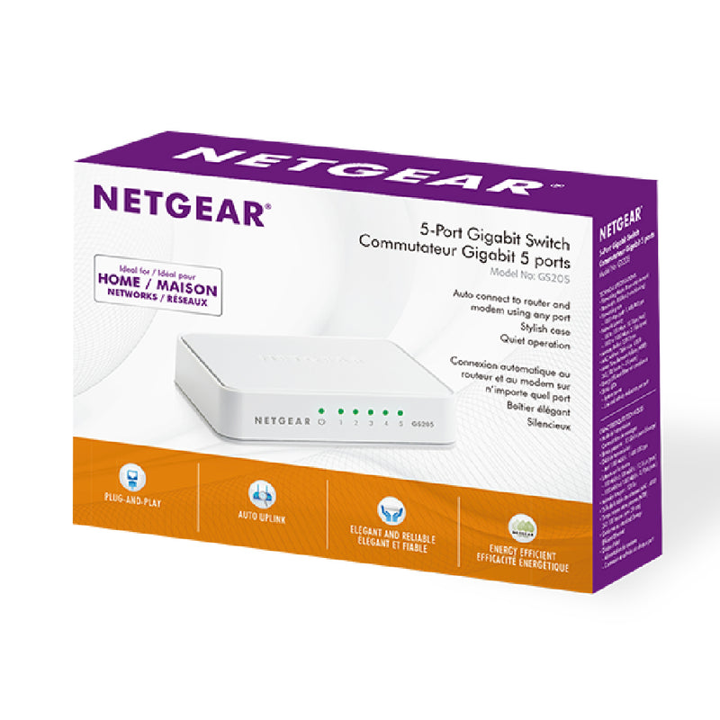 NETGEAR GS205 5-Port Gigabit Ethernet Home/Office Switch