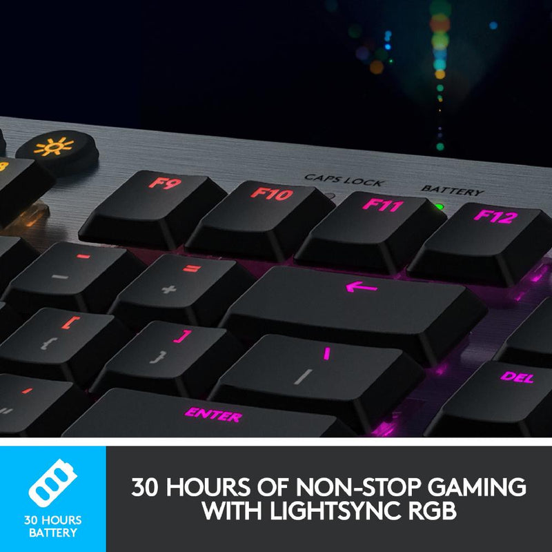 Logitech G915 TKL Tenkeyless LIGHTSPEED Wireless RGB Mechanical Gaming Keyboard, Low Profile Switch Options, LIGHTSYNC RGB, Advanced Wireless and Bluetooth Support