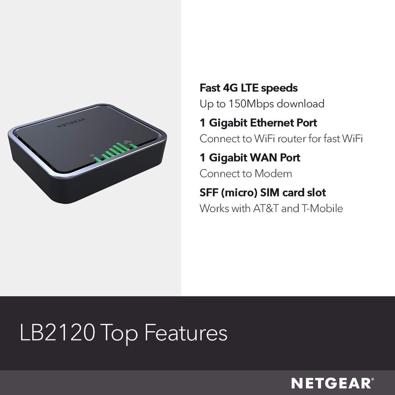 NETGEAR LB2120 4G LTE Broadband Modem - Use LTE as Backup Internet Connection, Unlocked, Works with Any Mobile Network Provider