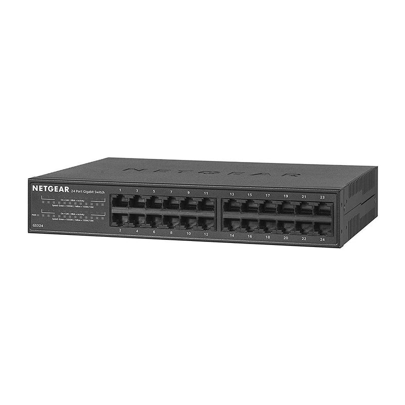 NETGEAR GS324 24-Port Gigabit Ethernet Unmanaged Switch - Desktop/Rackmount, Fanless Housing for Quiet Operation