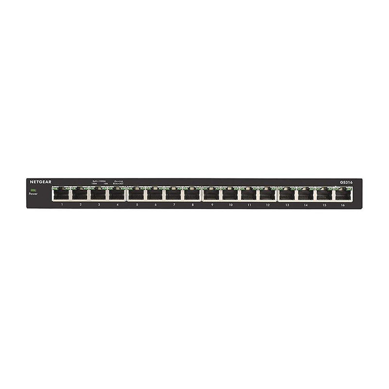 NETGEAR GS316 16-Port Gigabit Ethernet Unmanaged Switch - Desktop, Fanless Housing for Quiet Operation