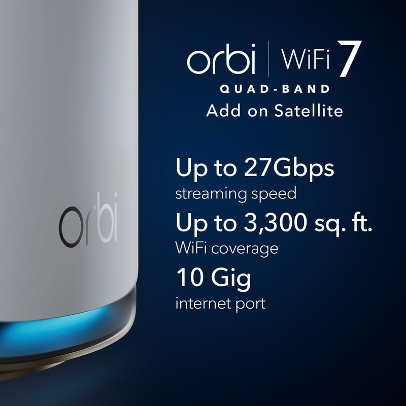 Orbi 970 Quad-Band WiFi 7 Mesh Add-on Satellite - BE27000 27Gbps - White (RBE970)