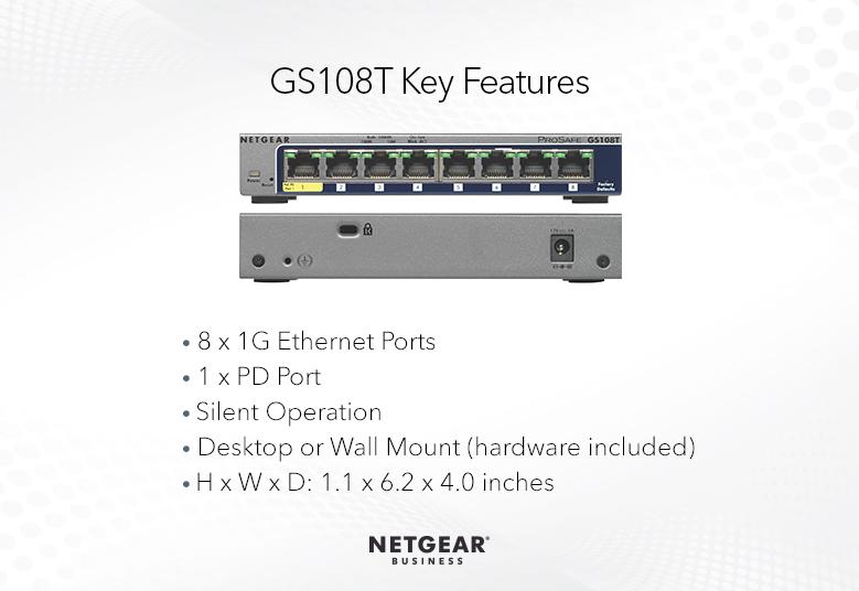 NETGEAR 8-Port Gigabit Ethernet Smart Switch with Cloud Management (GS108Tv3)