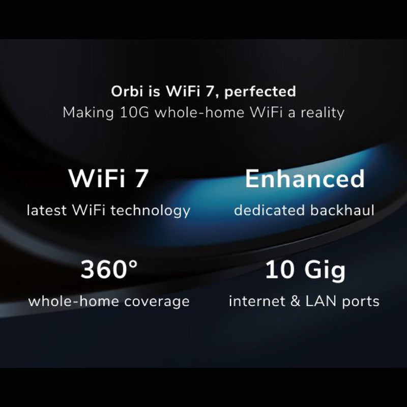 Orbi 970 Quad-Band WiFi 7 Mesh System - BE27000 27Gbps - 2-Pack - Black (RBE972SB)