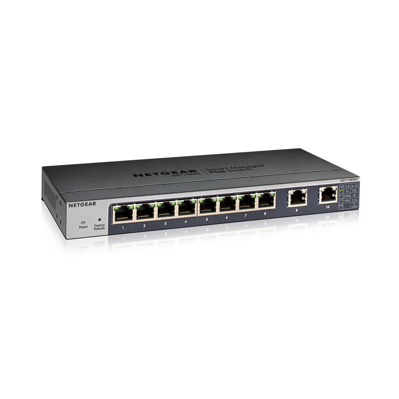 NETGEAR® 8-Port Gigabit Ethernet Plus Switch with 2-Port 10G/Multi-Gig Uplinks (GS110EMX)