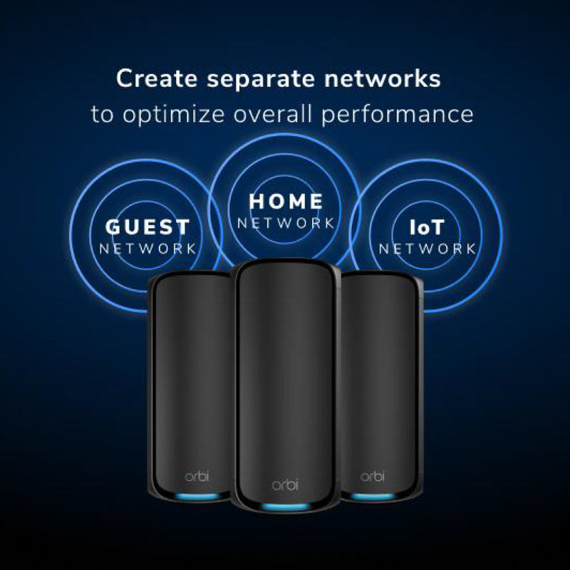 Orbi 970 Quad-Band WiFi 7 Mesh System - BE27000 27Gbps - 2-Pack - Black (RBE972SB)