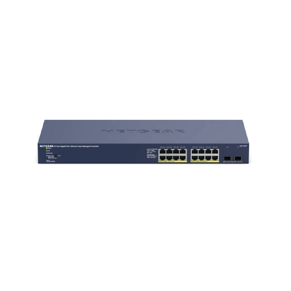Netgear 16-port Gigabit Ethernet PoE+ Smart Switch (GS716TP) with 2 SF ...