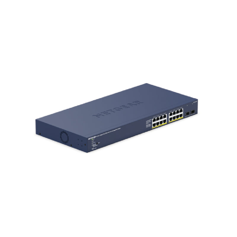 Netgear 16-port Gigabit Ethernet PoE+ Smart Switch (GS716TP) with 2 SFP Ports and Cloud Management