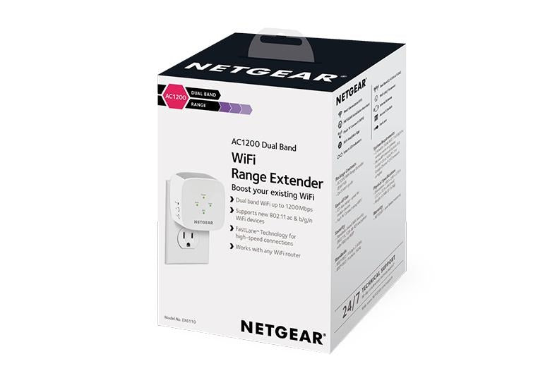 AC1200 WiFi Mesh Extender EX6110 - Dual-band WiFi Range Extender, 1.2Gbps, Wall-plug, Internal Antenna