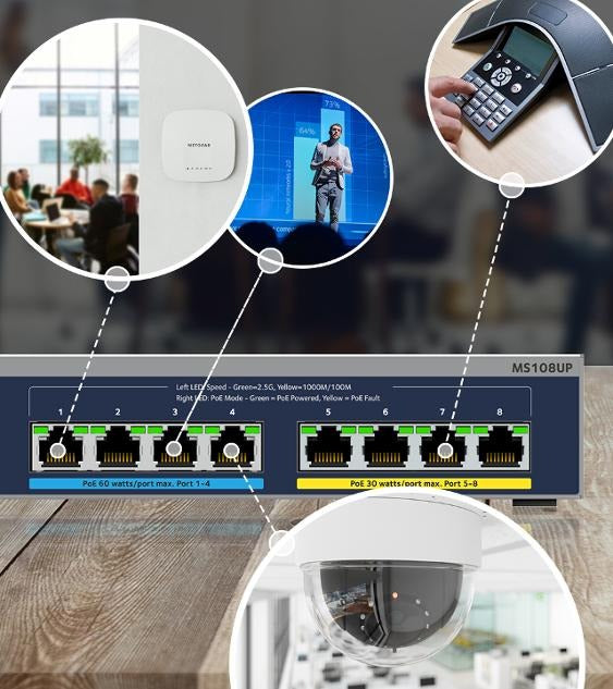 MS108UP - 8-port Multi-Gigabit (2.5G) Ultra60 PoE++ Ethernet Unmanaged Switch