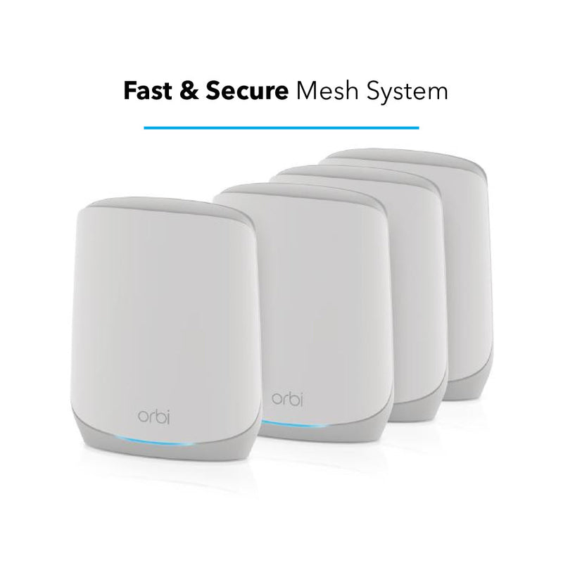 Orbi RBK764S 5.4Gbps Tri-band 4-Pack WiFi 6 Mesh System With 1-Year Armor