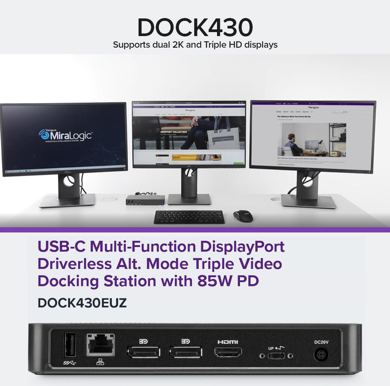 TARGUS DOCK430 USB-C Multi-Function DisplayPort Alt. Mode Triple Video Docking Station