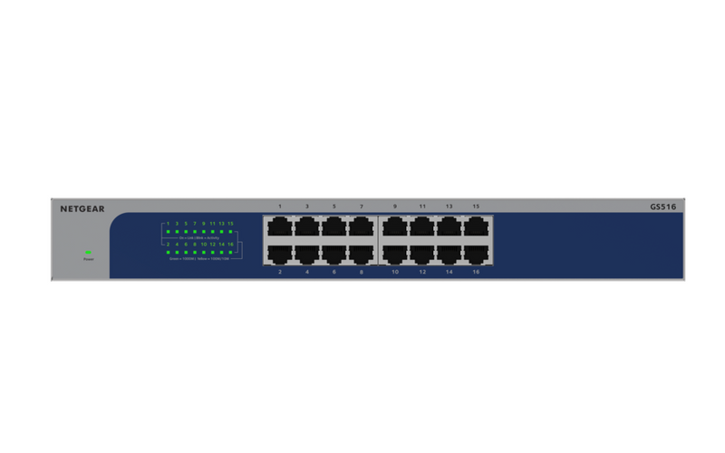 16-Port Gigabit Ethernet Unmanaged Switch (GS516) with 16 x Gigabit Ethernet ports