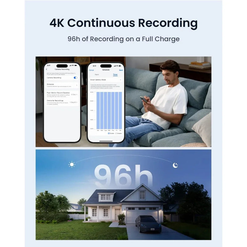 Altas PT Ultra 4K 10s Pre-recording Wireless Outdoor Cameras with Solar Panel 2 Included