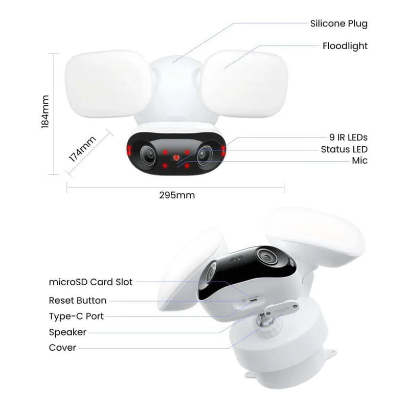 Elite Floodlight WiFi 4K 180° Wi-Fi 6 dual-lens security camera