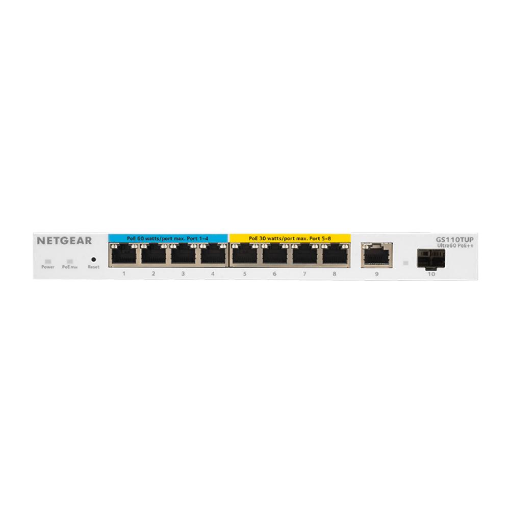 NETGEAR GS110TUP 10-Port Gigabit Ethernet Smart Managed Pro Ultra60 Po ...