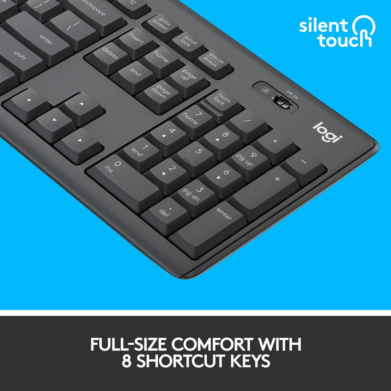 Logitech MK295 Wireless Mouse & Keyboard Combo with SilentTouch Technology, Full Numpad, Advanced Optical Tracking, Lag-Free Wireless, 90% Less Noise