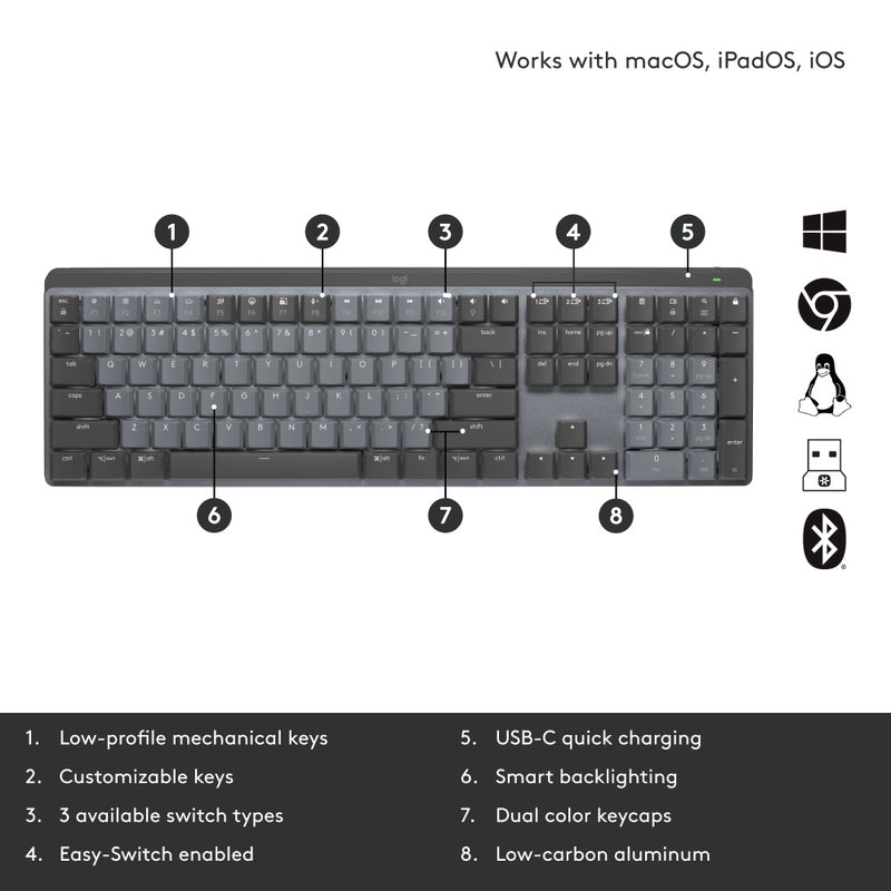 LOGITECH MX Mechanical Wireless Illuminated Performance Keyboard