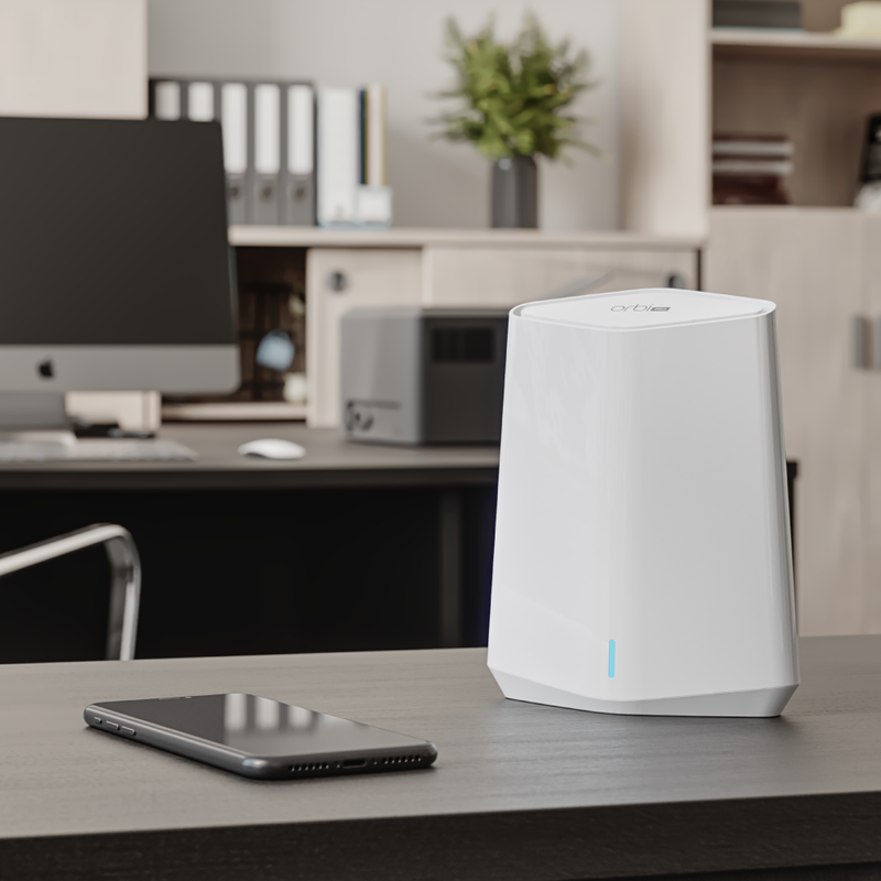 NETGEAR Orbi Pro WiFi 6 Mini Mesh System (SXK30) - Router with 1 Satellite Extender for Home or Office | 4 SSIDs, VLAN, QoS | Coverage up to 4,000 sq. ft. and 40 Devices | AX1800 (Up to 1.8Gbps)