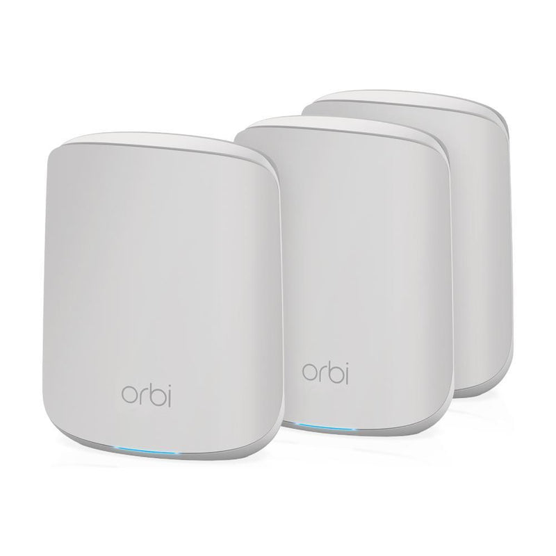 NETGEAR Orbi RBK353 Larger Whole Home Dual Band Mesh WiFi 6 System  – Router with 2 Satellite Extenders | Coverage up to 5,250 sq. ft. and 30+ Devices | AX1800 WiFi 6 (Up to 1.8Gbps)