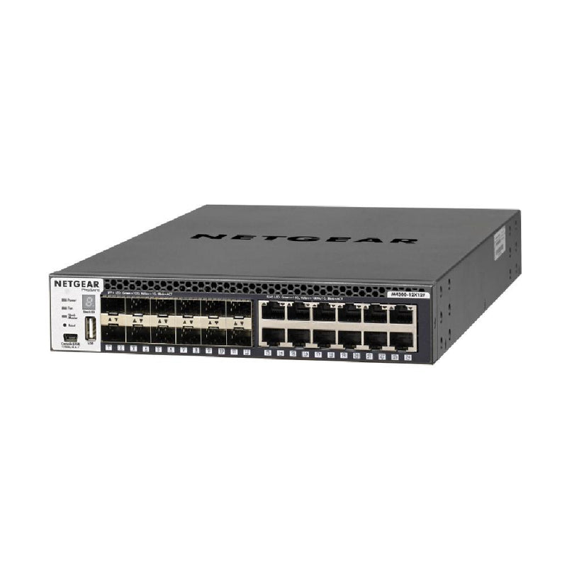 NETGEAR 24-Port Fully Managed Switch M4300-12X12F, 24x10G, 12x10GBASE-T, 12xSFP+, Half-Width Stackable, ProSAFE Lifetime Protection (XSM4324S)