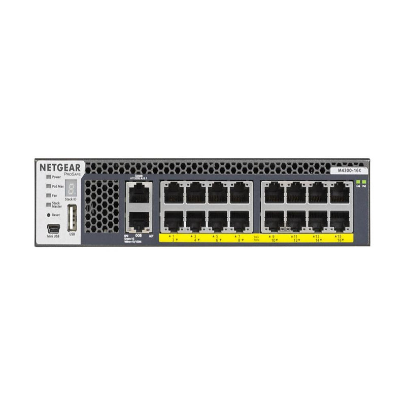 NETGEAR 16-Port Fully Managed Switch M4300-16X — Half-Width Stackable Managed Switch with 16X 10G / 500W PoE+ Budget ProSAFE Lifetime Protection (XSM4316PB) 