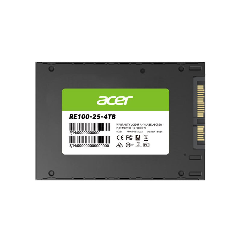 Acer RE100 2.5" SATA III SSD, Capacities Up to 4 TB (SATA), with read/write speeds of 560 MB/s and 520 MB/s