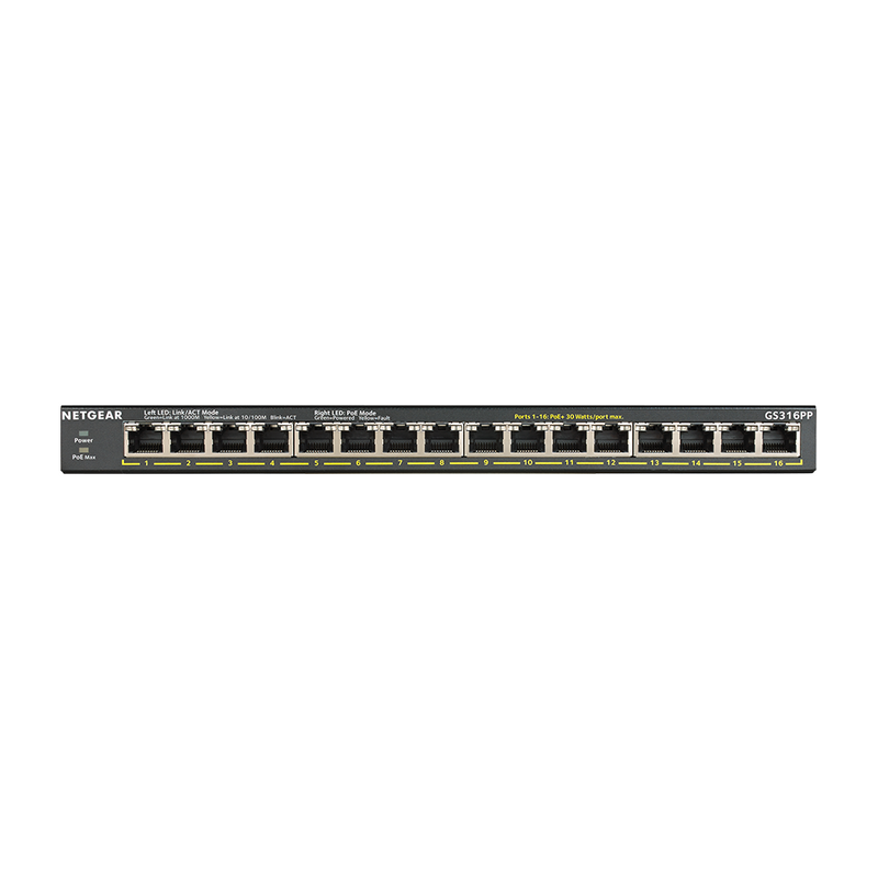 NETGEAR GS316PP 16-Port Gigabit Ethernet Unmanaged PoE+ Switch with High-Power FlexPoE 